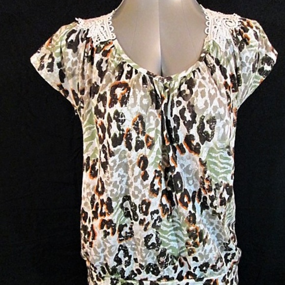 BONGO | Tops | Bongo Animal Print Crochet Back V Neck Top Ke | Poshmark